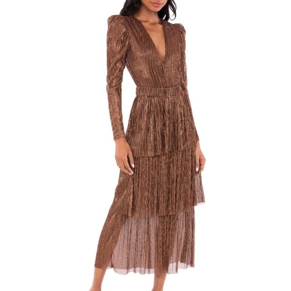 Sabina Musayev Dresses & Skirts - Sabina Musayev Brown Long See threw Sleeve Dress size XS